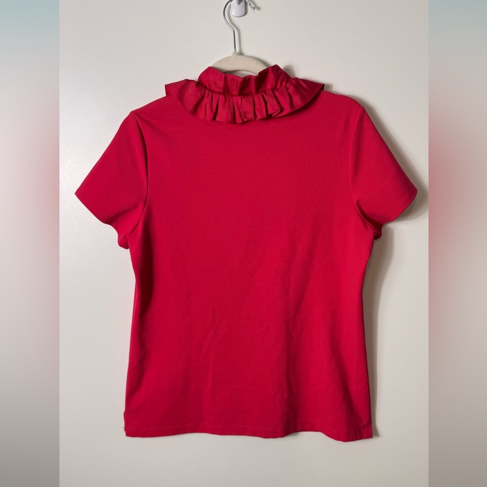 #647 Elizabeth McKay Susan Polo Ruffle Collar Shirt size L - Picture 7 of 10